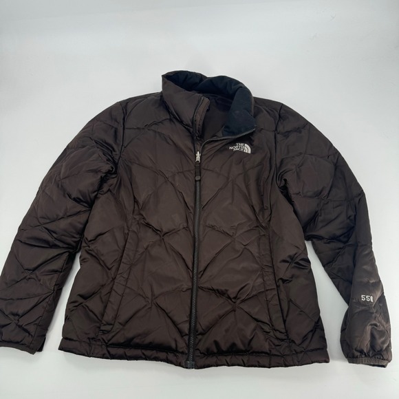 The North Face Womens 550 Fill Down Puffer Jacket Brown Large Lightweight - Picture 1 of 3